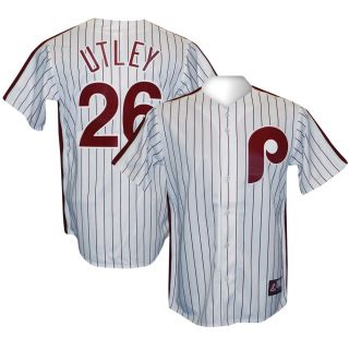 Phillies Chase Utley Coop Throwback White Jersey L