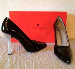 Charles Jourdan Paris Shoes Black Patent Leather Heels Shoes Size 5 