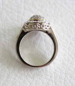 Charles Krypell Sterling Silver 18K Gold Cushion Shape Diamond Ring 