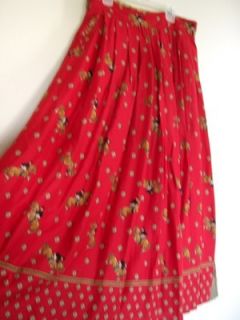 Chaus Pleated Skirt w Horse Print Equestrian Hunter Jumper Size 10 Red 