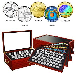 Complete State & Territory Quarters Set Collection in Collectors Chest 