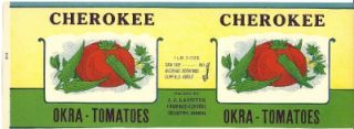 Cherokee Okra Tomatoes Can Label Lassiter Cedartown GA