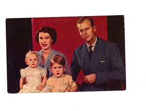   Elizabeth II Princess Anne Prince Philip Charles postcard Royal Family