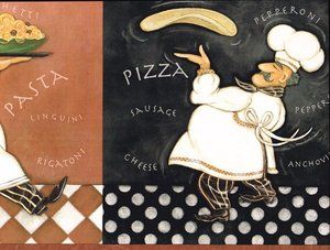 Whimsical Italian Chefs Kitchen Wallpaper Border