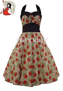 Hell Bunny Womens Charlie 50s Dress Leopard Size 8 16