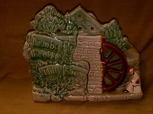 Vintage McCoy Pottery Old Mill Planter Gray Green Down by The Old Mill 