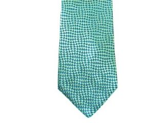 CHARVET Place Vendome Made in France Green Gold Geometric Silk Necktie 