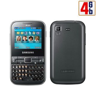 Unlocked New Samsung C3222 Chat 4GB Noble Black Dual Sim Keyboard at T 