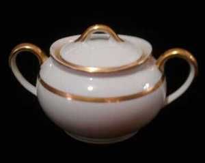   Nippon RC White China Covered Sugar Bowl Gold Trim The Chaumont