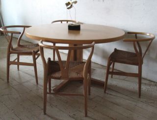 Danish Modern Dining Table Round Table 2 Leaves John Mortensen 
