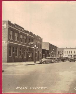 RPPC 1940s Central City NE Main Street Postcard Storefronts Old Cars 