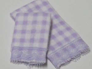 Dollhouse Miniatures Lavender Check Bathroom Towels