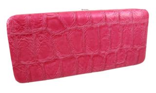 Hot Pink Mock Croc Wristlet Checkbook Wallet Clutch Color PINK