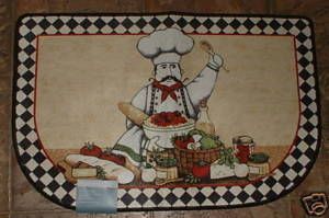 Fat Chef Bistro Kitchen Rug Floor Mat Checks Pasta New