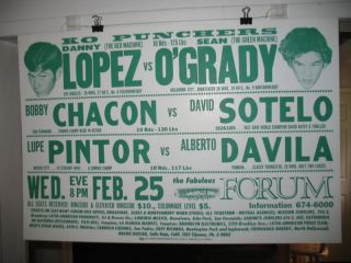   LITTLE RED LOPEZ vs SEAN OGRADY, BOBBY CHACON Vintage Boxing Poster