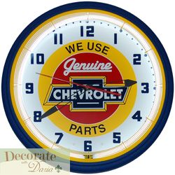 Chevy Red Center Parts Neon 20 Wall Clock Made in The USA 1 Year 