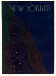1952 CEM Charles E Martin Cars at Night Art New Yorker Cover