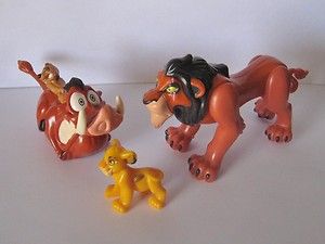 Lot of 3 Lion King Toys from Burger King Scar Simba Pumba Timon
