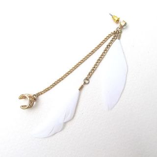   Feather Gold Ear Cuff Clip Wrap Stud Chain Earrings Boho Goth