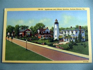 Lighthouse & Officers Quarters FORTRESS MONROE VIRGINIA VA Linen 