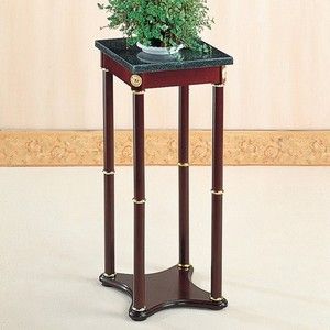 World Imports Furnishings Marble Top Square Plant Stand in Cherry 1608