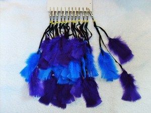 Dozen Purple and Turquoise Blue Colored Feather Clips Roach Party 