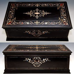   Large French Boulle Slope, Writers Desk Box, c. 1810 1840, Charles X