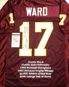 Charlie Ward Autographed Florida State Stat Jersey JSA Authenticated 