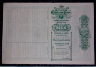 1893 Washington Chesapeake Beach $100 Bond Fully issued All Coupons 
