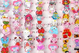   Lots Jewelry 50pcs Cartoon Resin Lucite Children Rings 13 16mm