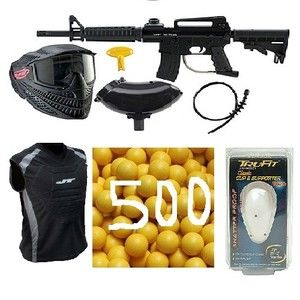 JT Paintball Kit Cup JT Chest Protector 500 paintballs Mask Barrel 