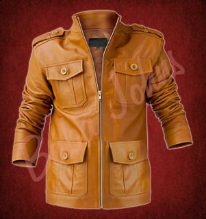 Clark Chester Vintage Camel Bomber Leather Fashionable Jacket