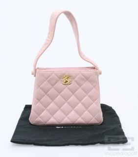 Chanel Pink Quilted Leather 22K Gold Plated Small Two Compartment 