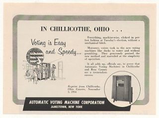 1955 Chillicothe Ohio Automatic Voting Machine Print Ad