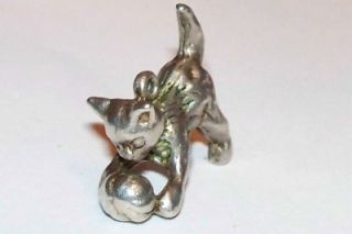   Kitten Playing With A Ball English Vintage Sterling Bracelet Charm 5