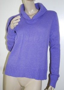 CHARTER CLUB Size M Purple Wool Angora Cashmere Blend Shawl Collar 