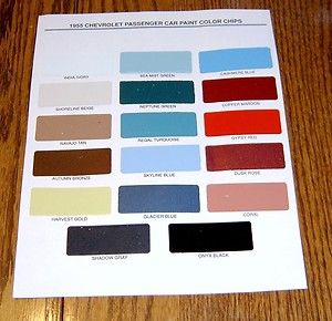 1955 Chevy Paint Chip Chart All Original Colors