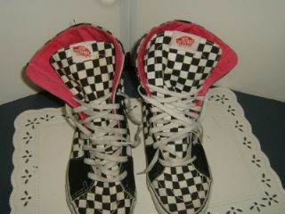Vans Off The Wall Checkerboard Pink Inside Classic Hi Tops Size 11 WOS 