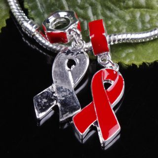 Enamel Ribbon Cancer Disease Awareness Dangle Charm Beads Findings Fit 