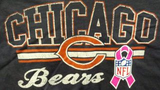 Chicago Bears Go For Two II Breast Cancer Awareness Ladies Blue T 