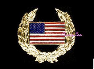Patriotic US Flag Wreath Lapel Pin Hat Pin