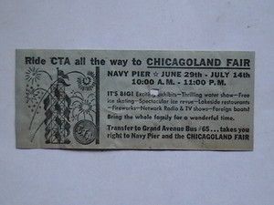 Vintage Chicago Transit Authority CTA Bus Transfer Chicagoland Fair 