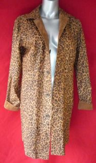 Chicos Reversible Animal Print Suede Coat 0 Leather Jacket s M Kenya 