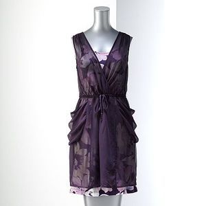   Vera Wang Lightweight Chiffon Overlay Floral Slip Dress Set