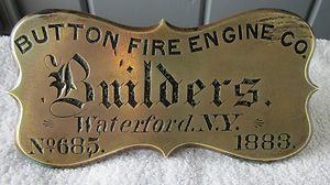 1883 BUTTON FIRE ENG CO 685 CHOTEAU FT BENTON MT HANDTUB FIRE BUILDERS 