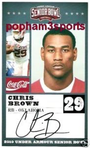 10 Chris Brown 2010 Senior Bowl Card Lot Oklahoma
