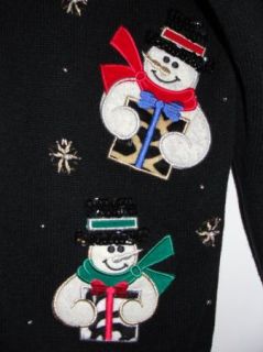 Wild Animal Print Snowman Ugly Christmas Sweater Mens Women M Furry 