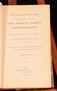   3vol The Arabian Nights Edward William Lane Illustrated William Harvey