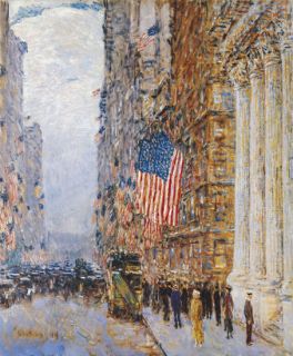 Childe Hassam Flags on The Waldorf Oil Painting Repro