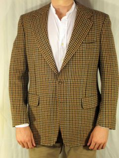 Chester Barrie Houndstooth Striped Brown Sport Coat Jacket Blazer Sz 